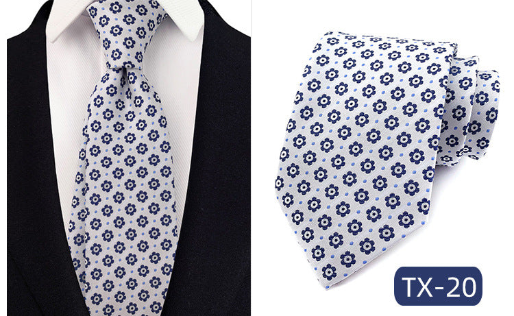 in stock wholesale men's tie jacquard yarn-dyed fabric small floral pattern business casual wedding groom tie